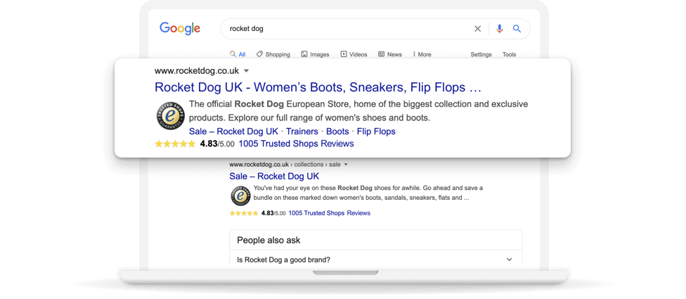 Laptop with Trusted Shops browser extension